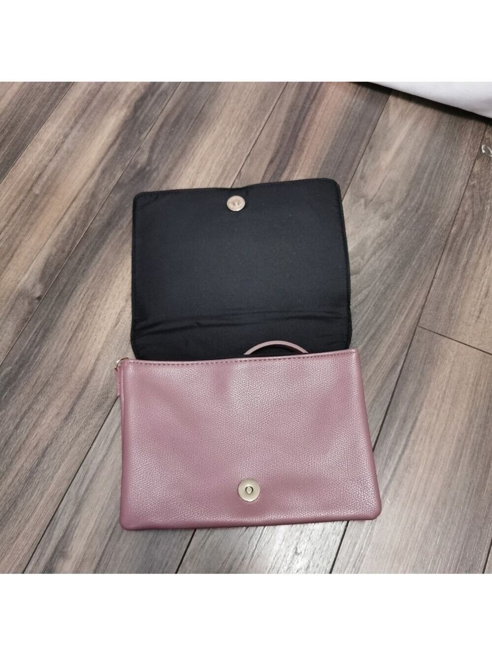 H&M Convertible Faux Suede Clutch Crossbody Bag Rose Lilac Color - Picture 4 of 7